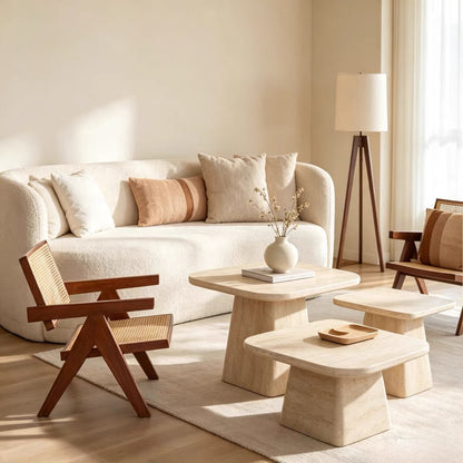 Custom Travertine Pedestal Side Table | Natural Stone End Table, Sculpture Display Stand & Accent Table
