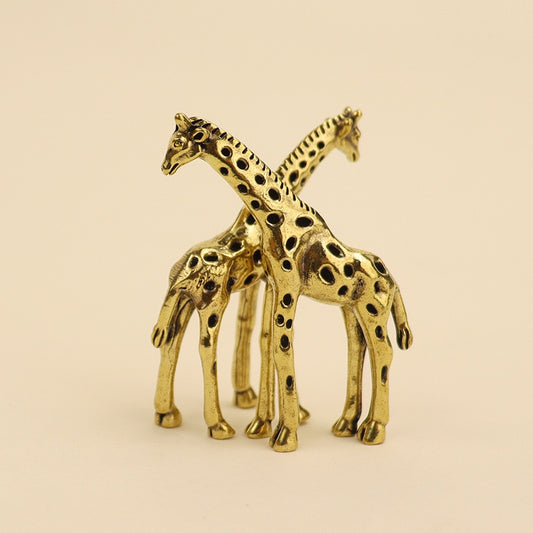 Solid Brass Giraffe Figurine – Elegant Mini Home Decor