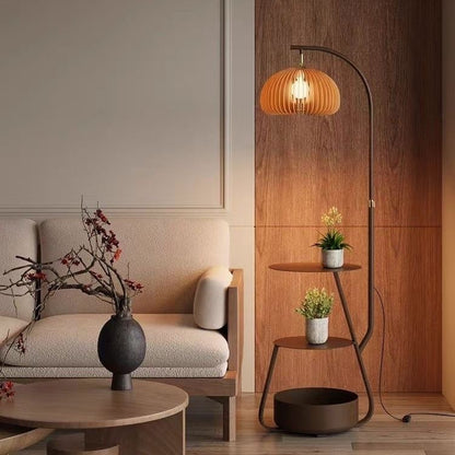 AUSI Pumpkin Carriage Arc Floor Lamp with Side Table | Autumn Glow – Ready to Ship