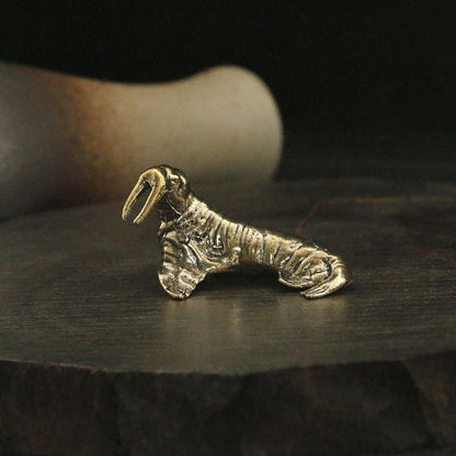 Antiqued Solid Brass Walrus Figurine – Feng Shui Symbol of Wealth, Protection & Calm Strength