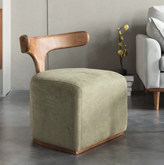 designer accent chair, sculptural dining chair, natural wood chair, contemporary dining chair
