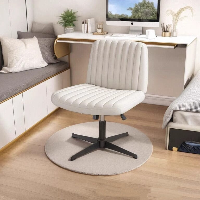 Ergonomic Upholstered Office Chair Swivel Modern Leisure Chair with Wheels, Armless Rotational Chair