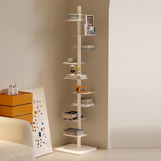Minimalist Metal Spine Bookshelf | Vertical Tower Bookcase