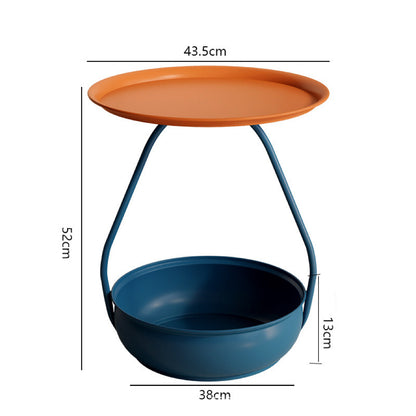 Modern Nesting Coffee Table – Round Metal Side Tables with Storage Basket for Living Room, Bedroom, Balcony, and Office