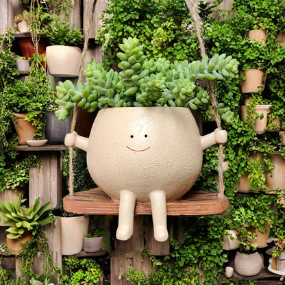 Smiley Face Hanging Planter | Swing Plant Pot for Indoor & Outdoor Décor