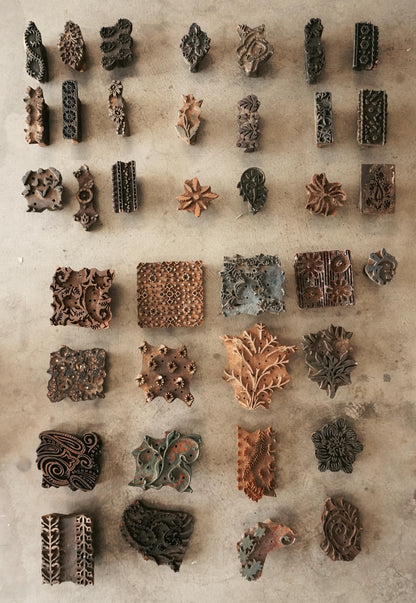 Vintage Indian Wooden Block Stamps – Hand-Carved Textile Printing Blocks