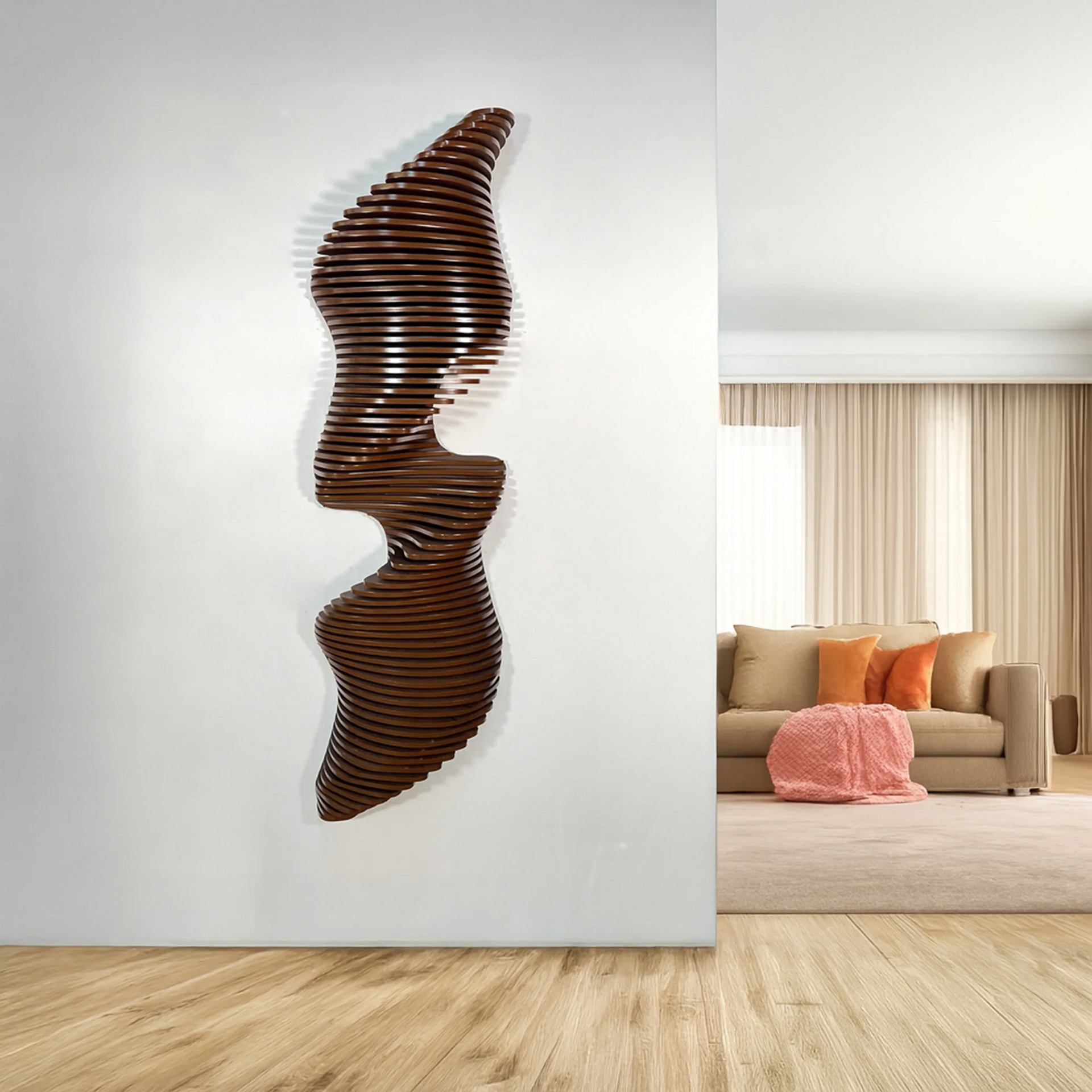 Large 3D Black Wood Wave Wall Art | Parametric Sculpture