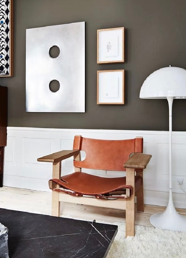 Spanish Chair | Solid Teak & Genuine Leather Sling Lounge Chair