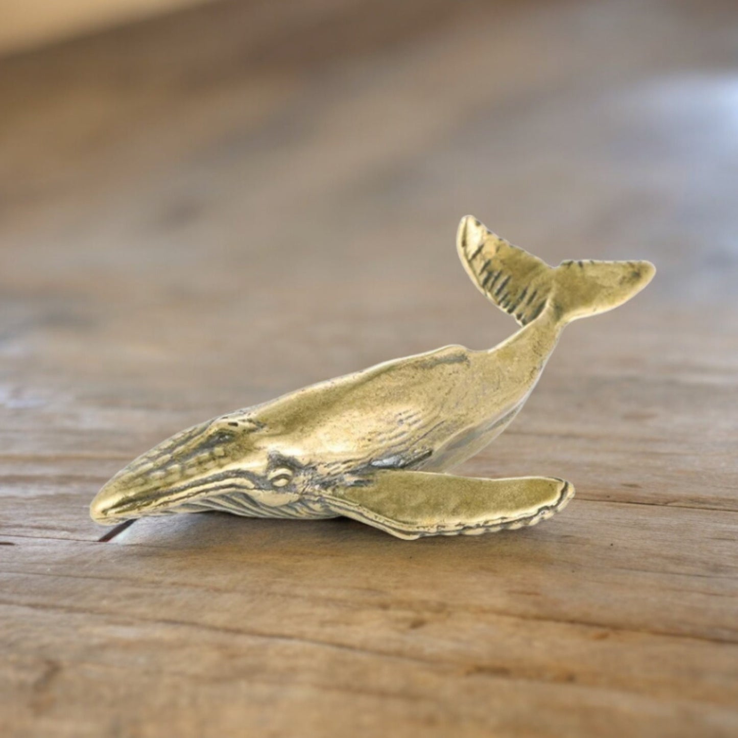 Antiqued Solid Brass Blue Whale Statue Figurine – Nautical Home Decor & Desk Ornament