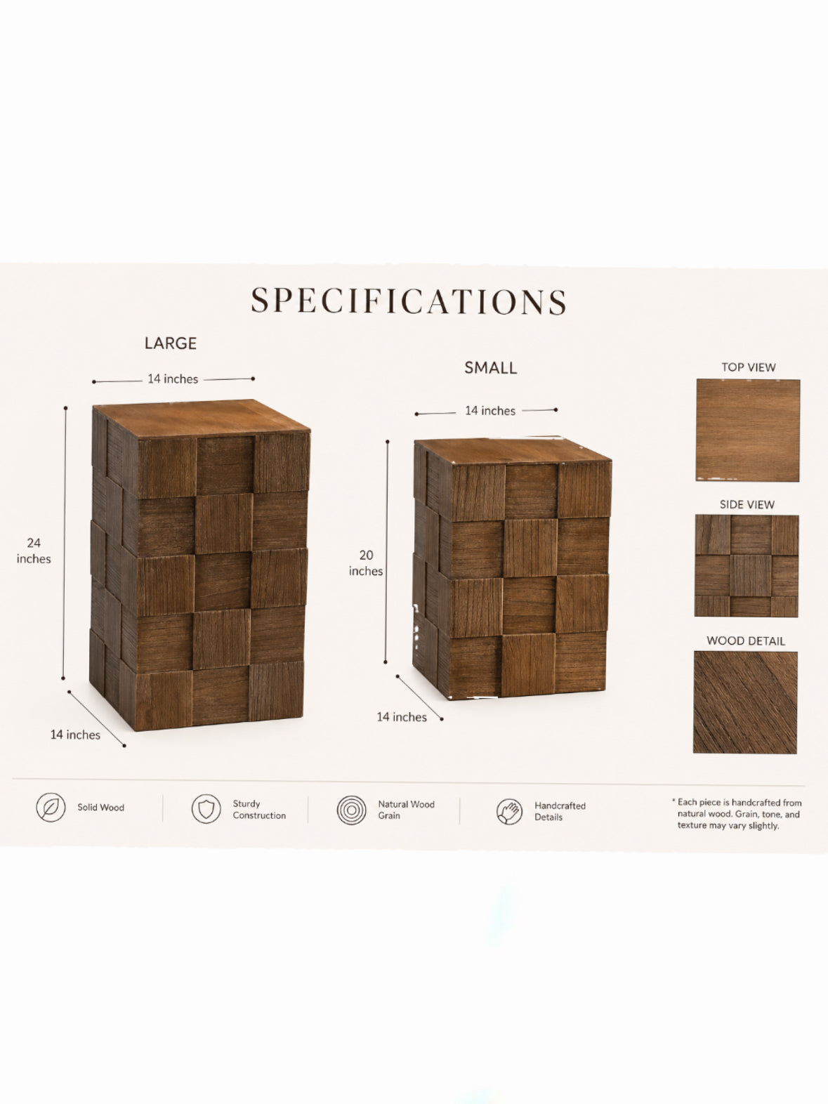 Wooden Storage Stool & Pedestal – Multi-Purpose Side Table with Hidden Storage