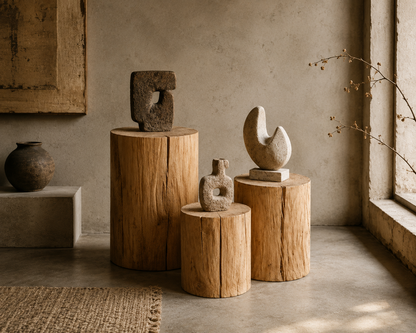 Natural Log Stump Stool & Organic Side Table