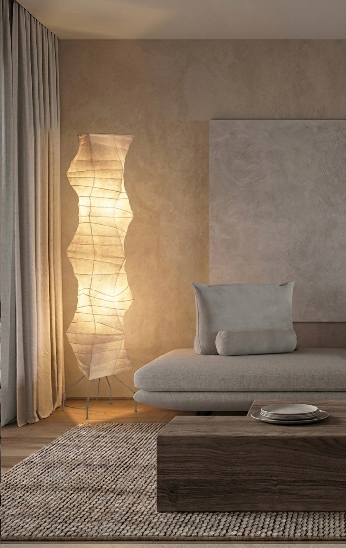 Japanese Wabi-Sabi Rice Paper Irregular Floor Lamp – Ausidecor Home