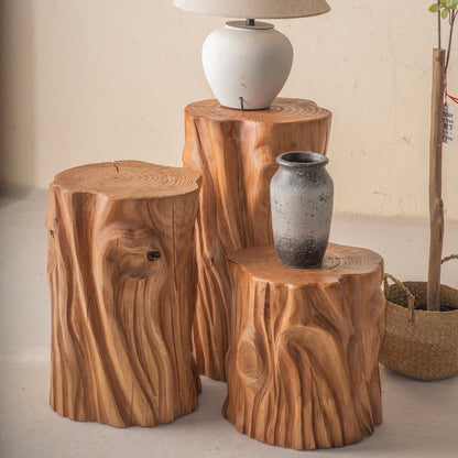 Carved Solid Wood Pedestal Stand