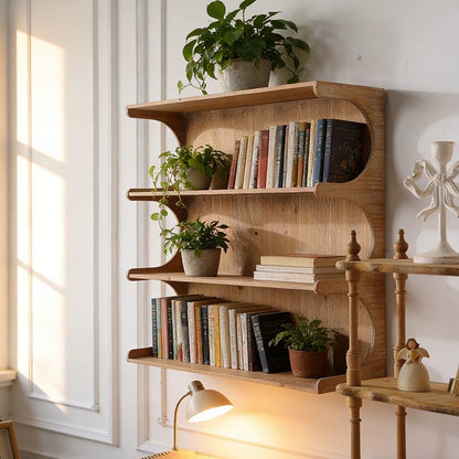 Vintage Maison Scalloped Tiered Wall Shelf | Rustic Pine Display Riser