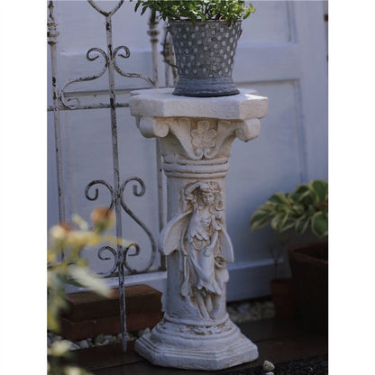 Enchanted Fairy Pedestal – 20-Inch Distressed White Column Riser for Plants & Garden Decor