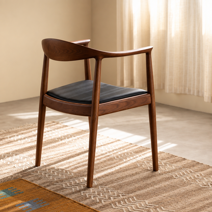 Soren Solid Ash Wood Dining Armchair – Sculptural Curved Back Chair