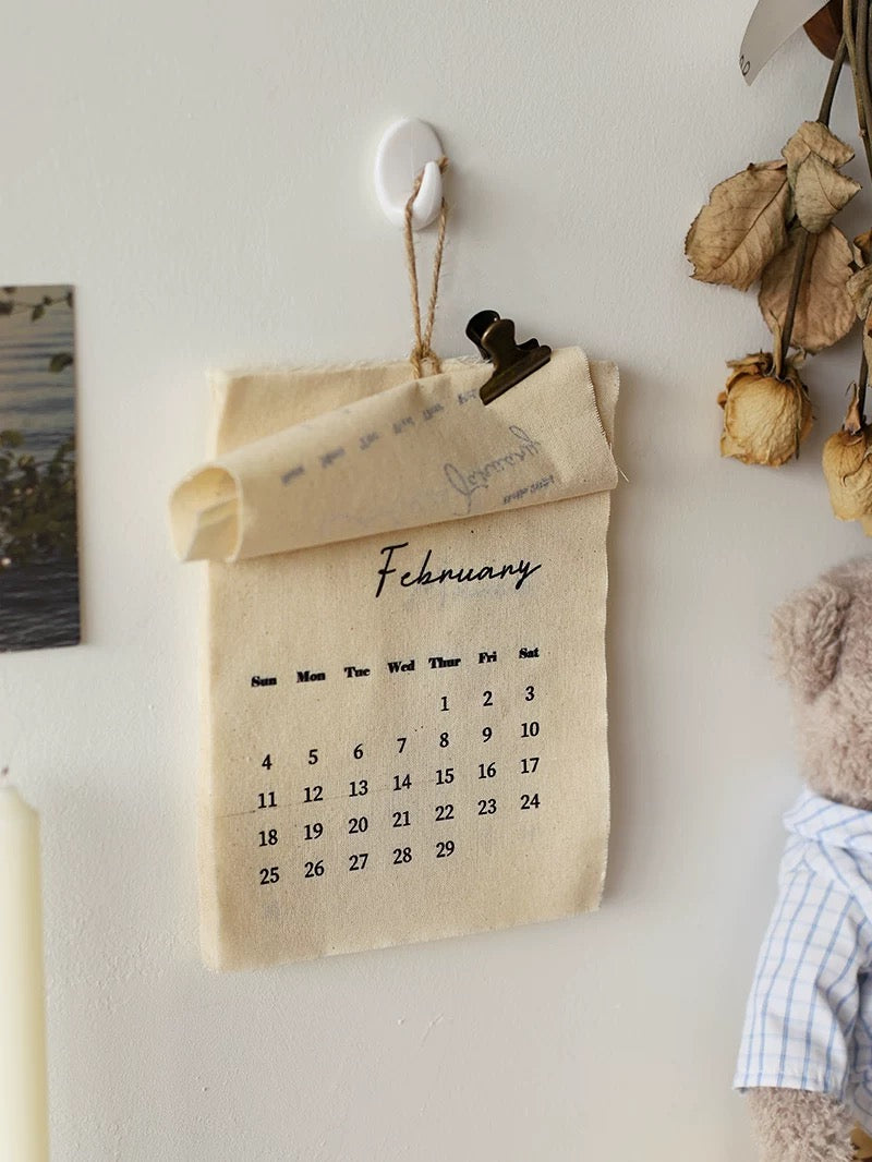 Minimalist Fabric Wall Calendar 2026