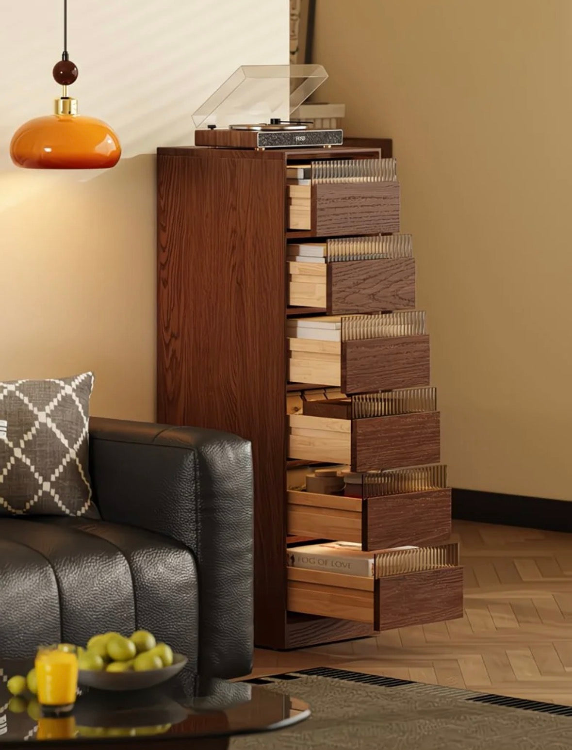 Modern Solid Wood Vertical Storage Cabinet, Slim 11.8" Wide Tower Chest of Drawers, Space-Saving Multi-Layer Organizer for Bedroom, Living Room, Entryway, and Office – 5 Sizes & 4 Finis