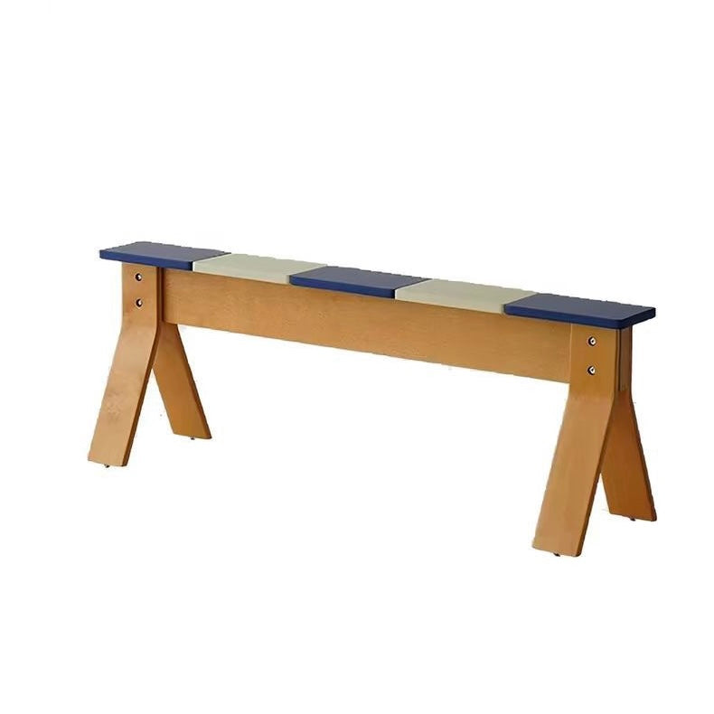 AUSI Color Block Wood Bench | Architectural Trestle Entryway Bench | Modern Café & Dining Bench