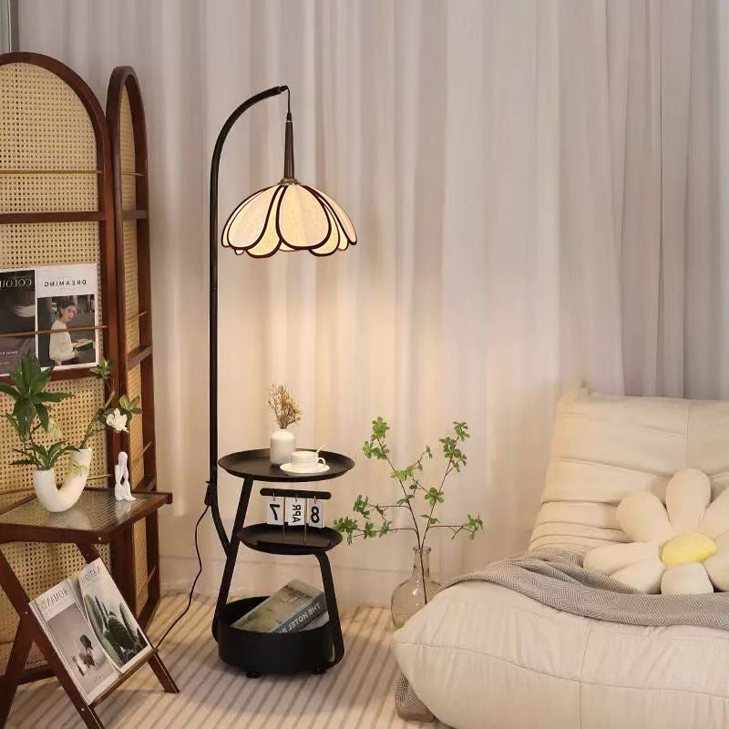 Modern Multi-Functional Floor Lamp with Shelves - Low Shade Style