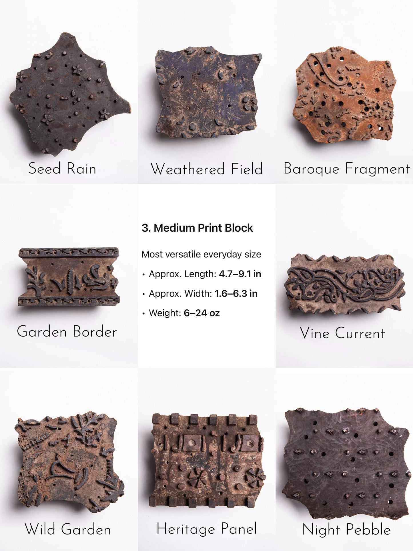 Vintage Indian Wooden Block Stamps – Hand-Carved Textile Printing Blocks