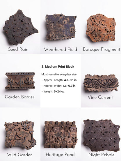 Vintage Indian Wooden Block Stamps – Hand-Carved Textile Printing Blocks