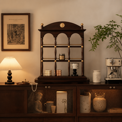 Vintage Walnut Architectural Display Shelf – 3-Tier Perfume & Decor Organizer