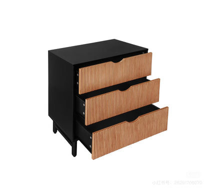 Modern 3-Drawer Chest with Textured Design, Durable Laminate Finish, and Sleek Black Frame