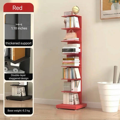 Modern Floating Bookshelf - 6, 7, 8, 9, and 10 Tier Vertical Storage | Space-Saving Metal Bookcase for Home & Office