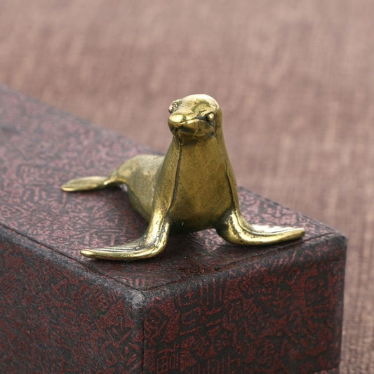 Vintage Brass Seal Figurine