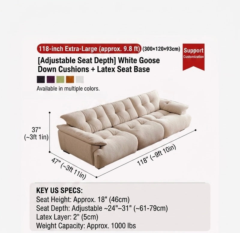 The Cloud Haven | Extra-Deep Modular Sofa - European Linen Edition – 100% Microplastic-Free