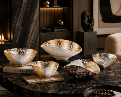 Sparkle Series Gold Foil Glass Bowls – Luxury Decorative Fruit & Centerpiece Bowls