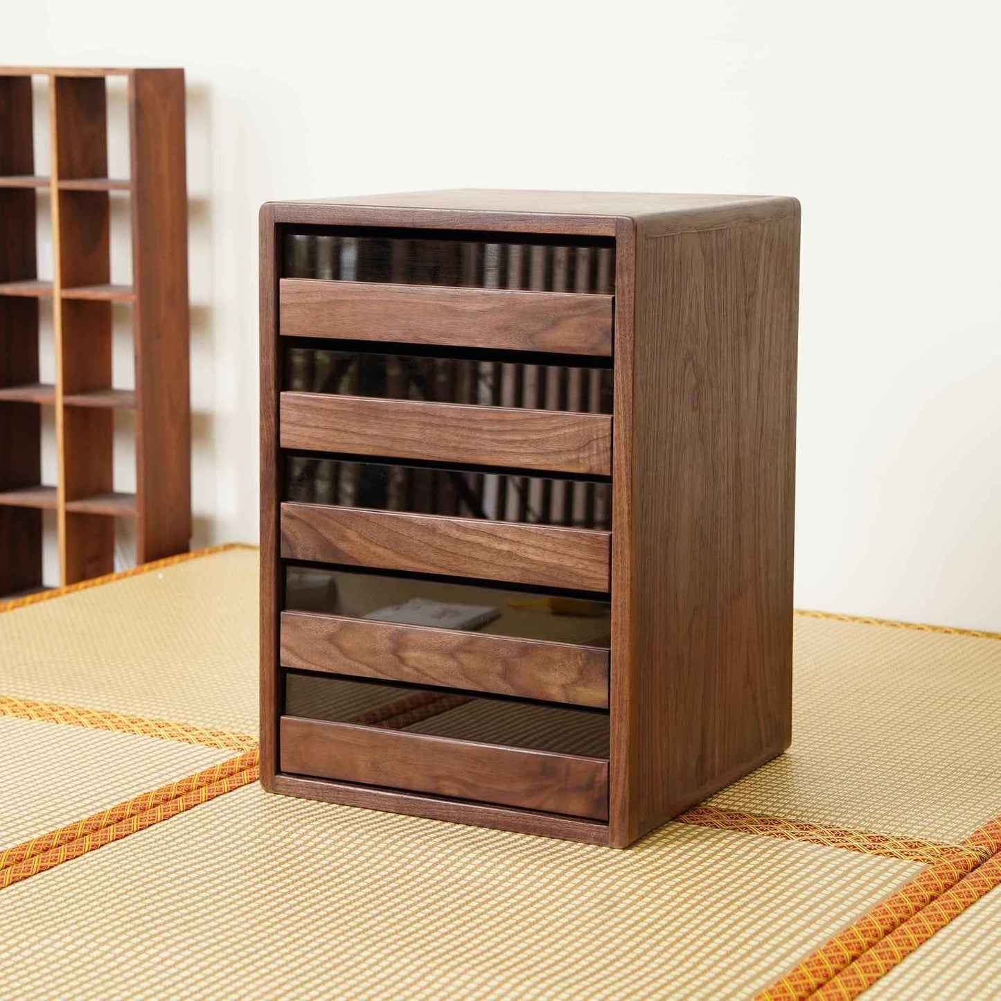 Modern Solid Wood Vertical Storage Cabinet, Slim 11.8" Wide Tower Chest of Drawers, Space-Saving Multi-Layer Organizer for Bedroom, Living Room, Entryway, and Office – 5 Sizes & 4 Finis