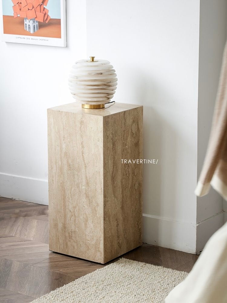 Elysian Natural Travertine Plinth Pedestal & Side Table