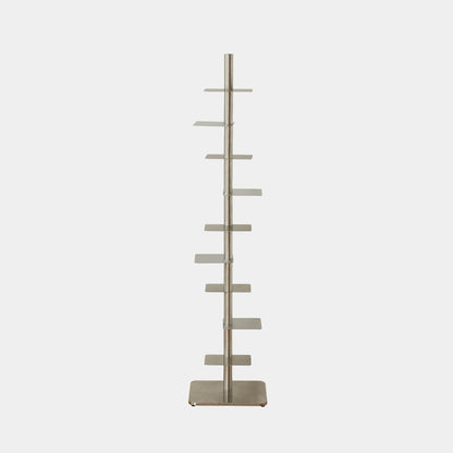 Stainless Steel Rotating Book Tower | Modern Vertical Bookshelf & Space-Saving Floor Standing Bookcase