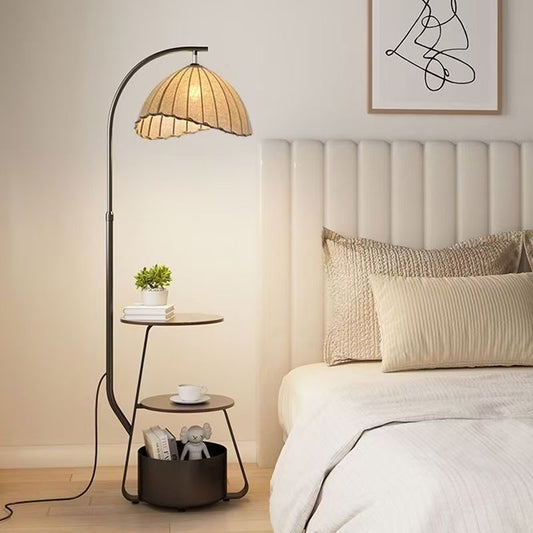 Modern Multi-Functional Lounge Side Table Floor Lamp - High Shade Style