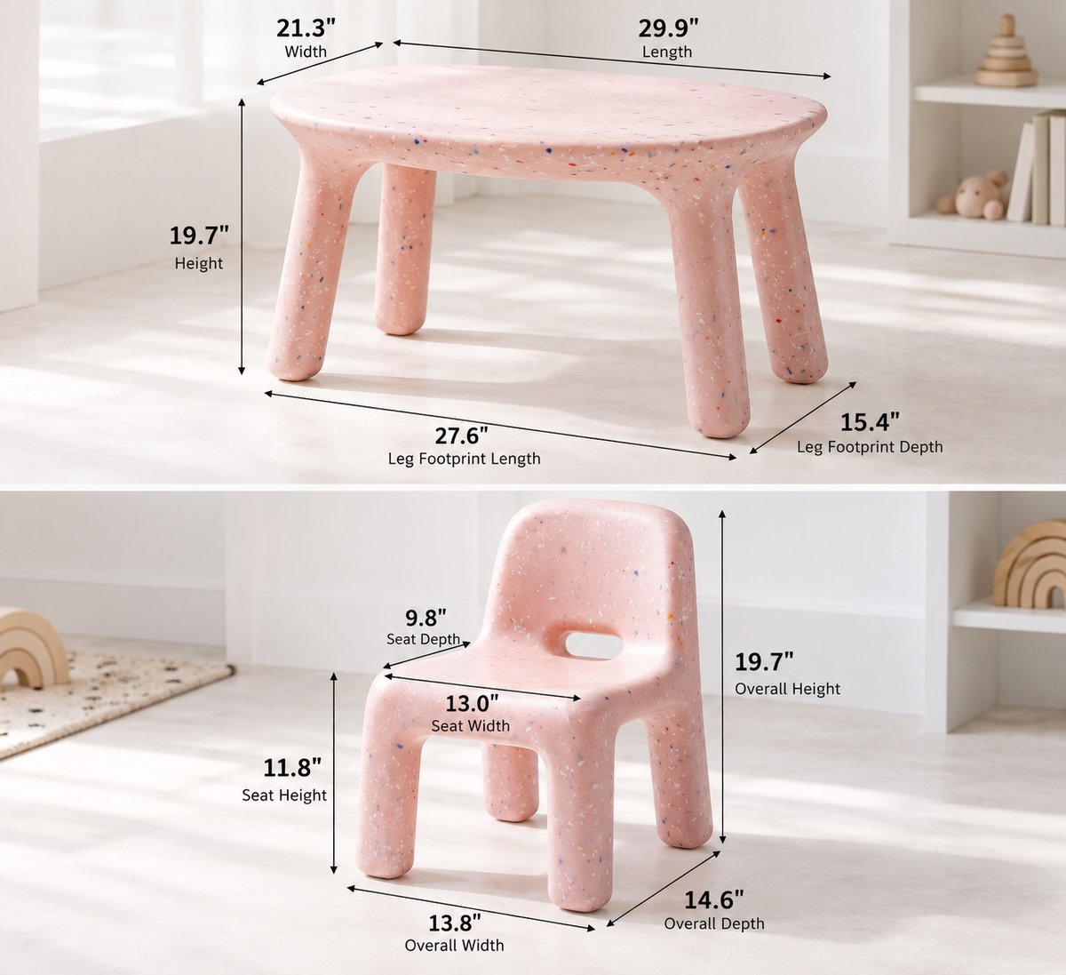 Sculptural Kids Chair | Modern Nordic Children’s Chair in Speckled Colors