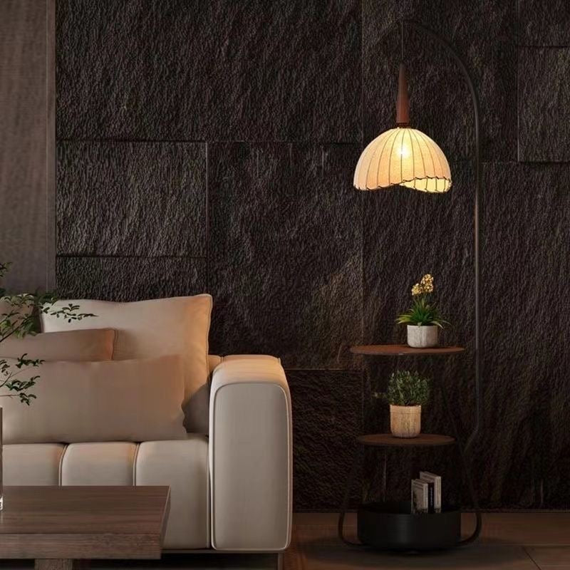 Modern Multi-Functional Floor Lamp with Shelves - Low Shade Style
