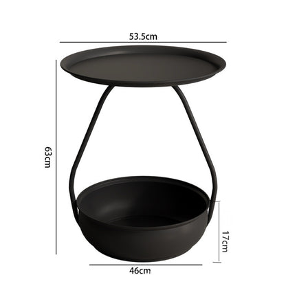 Modern Nesting Coffee Table – Round Metal Side Tables with Storage Basket for Living Room, Bedroom, Balcony, and Office