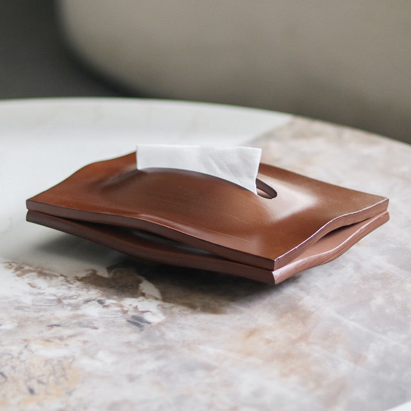 Sculpted Solid Wood Tissue Box Cover