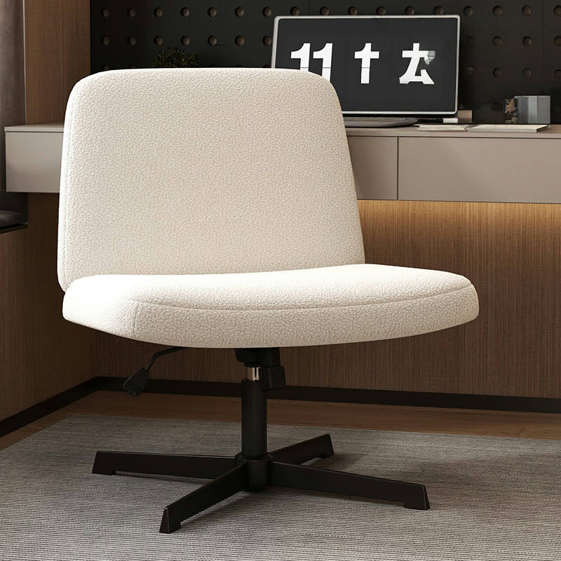 Ergonomic Upholstered Office Chair Swivel Modern Leisure Chair with Wheels, Armless Rotational Chair