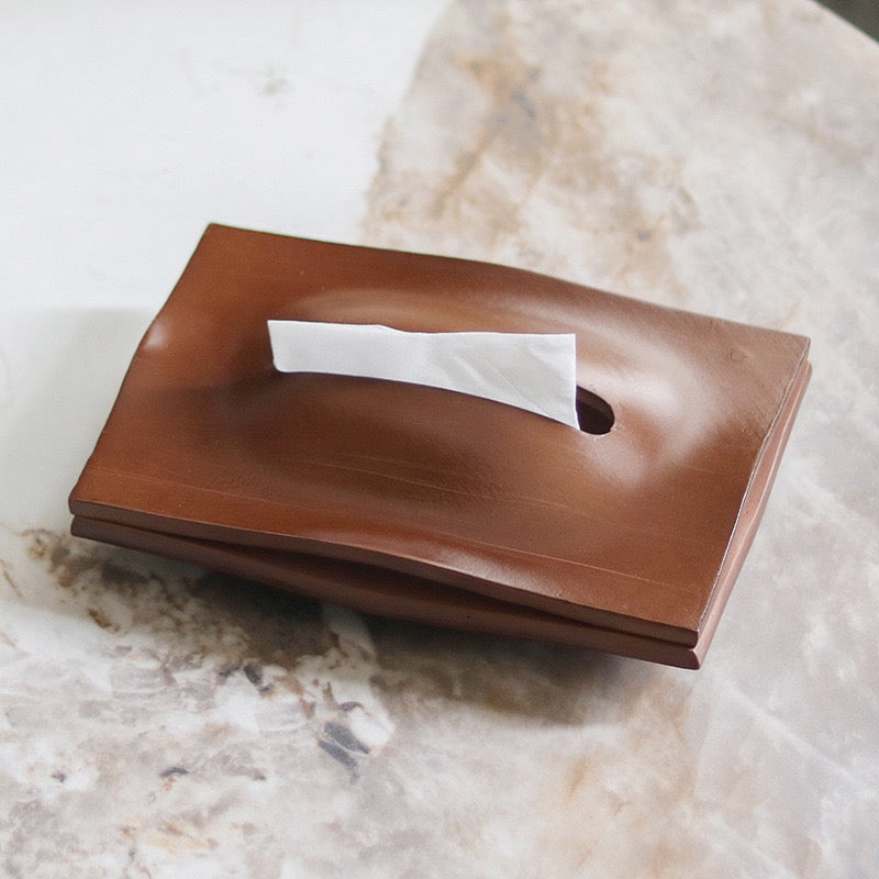 Sculpted Solid Wood Tissue Box Cover