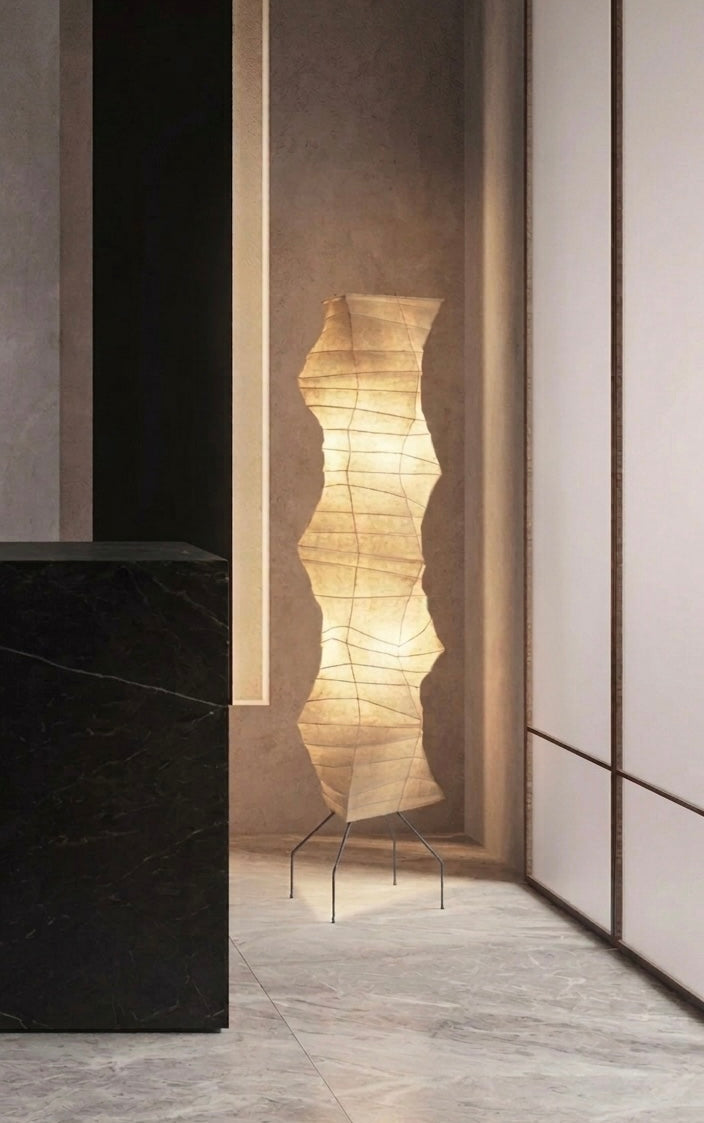 Japanese Wabi-Sabi Rice Paper Irregular Floor Lamp