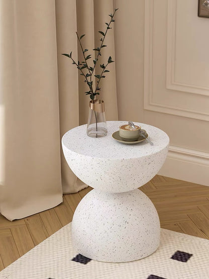 Elegant Cream Round Coffee Table - Creative Bedside & Leisure Table for Homestay & Afternoon Tea