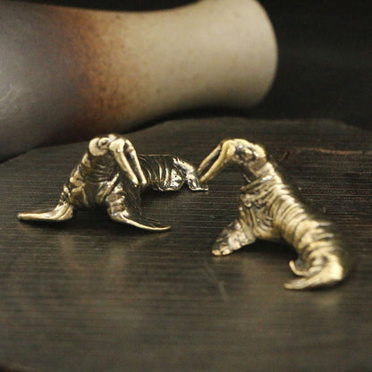 Antiqued Solid Brass Walrus Figurine – Feng Shui Symbol of Wealth, Protection & Calm Strength