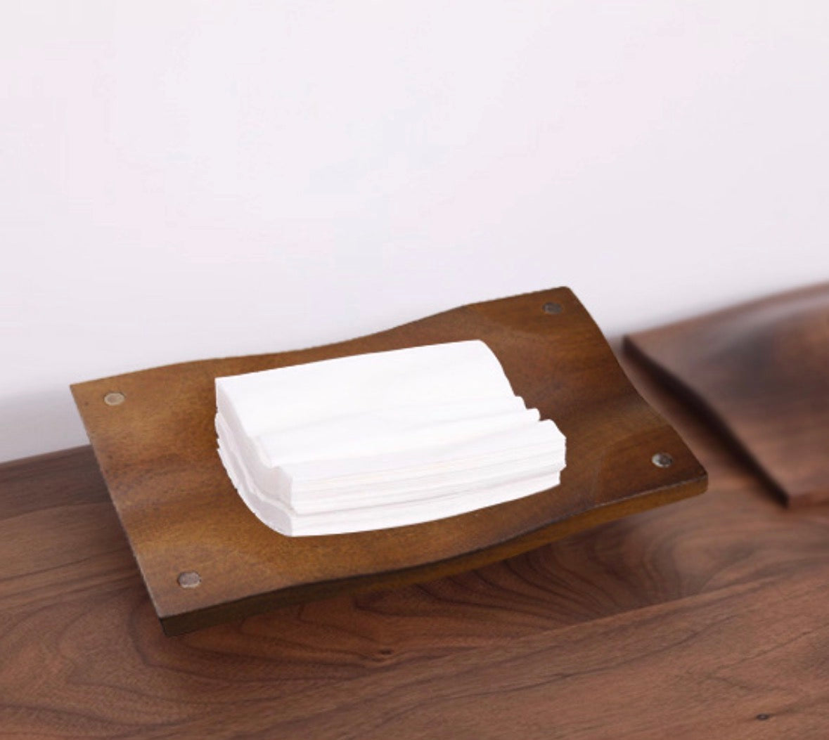 Sculpted Solid Wood Tissue Box Cover