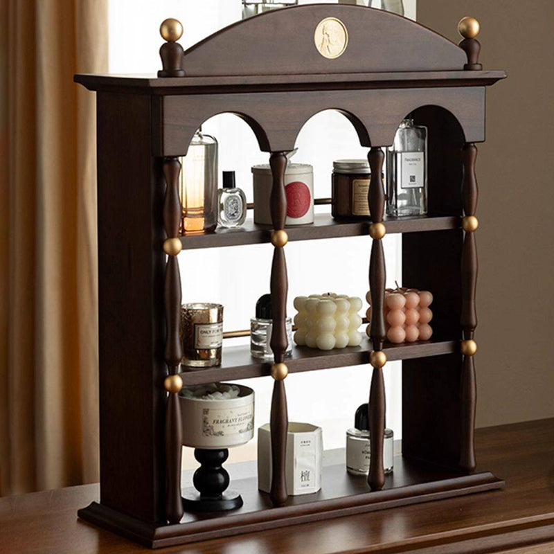Vintage Walnut Architectural Display Shelf – 3-Tier Perfume & Decor Organizer