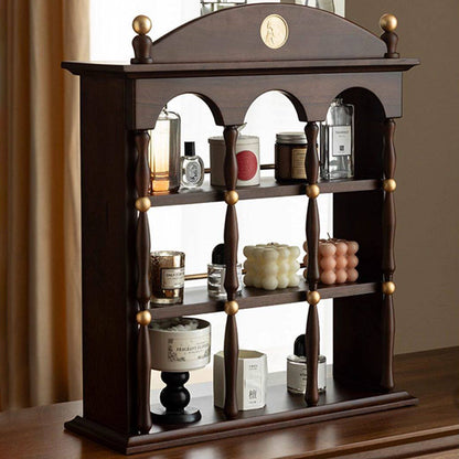 Vintage Walnut Architectural Display Shelf – 3-Tier Perfume & Decor Organizer