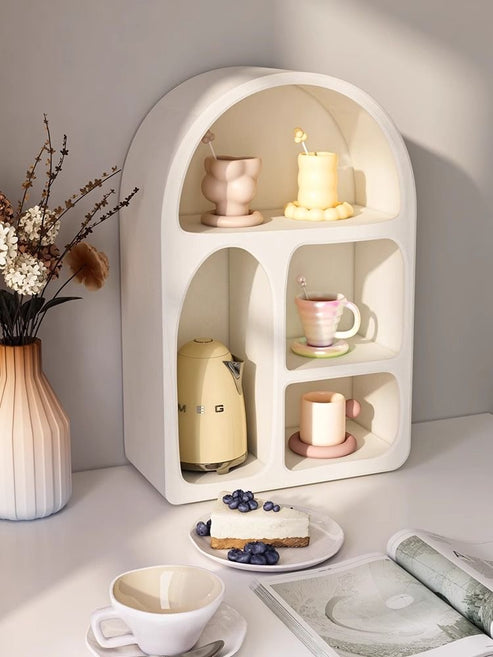 Arched Round Corners White Floating Wall Shelves Textured Finished ...