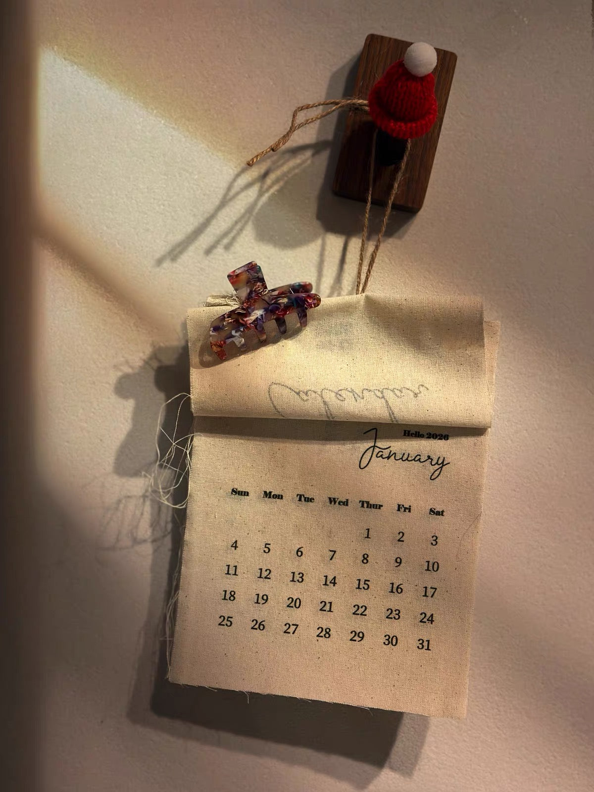 Minimalist Fabric Wall Calendar 2026